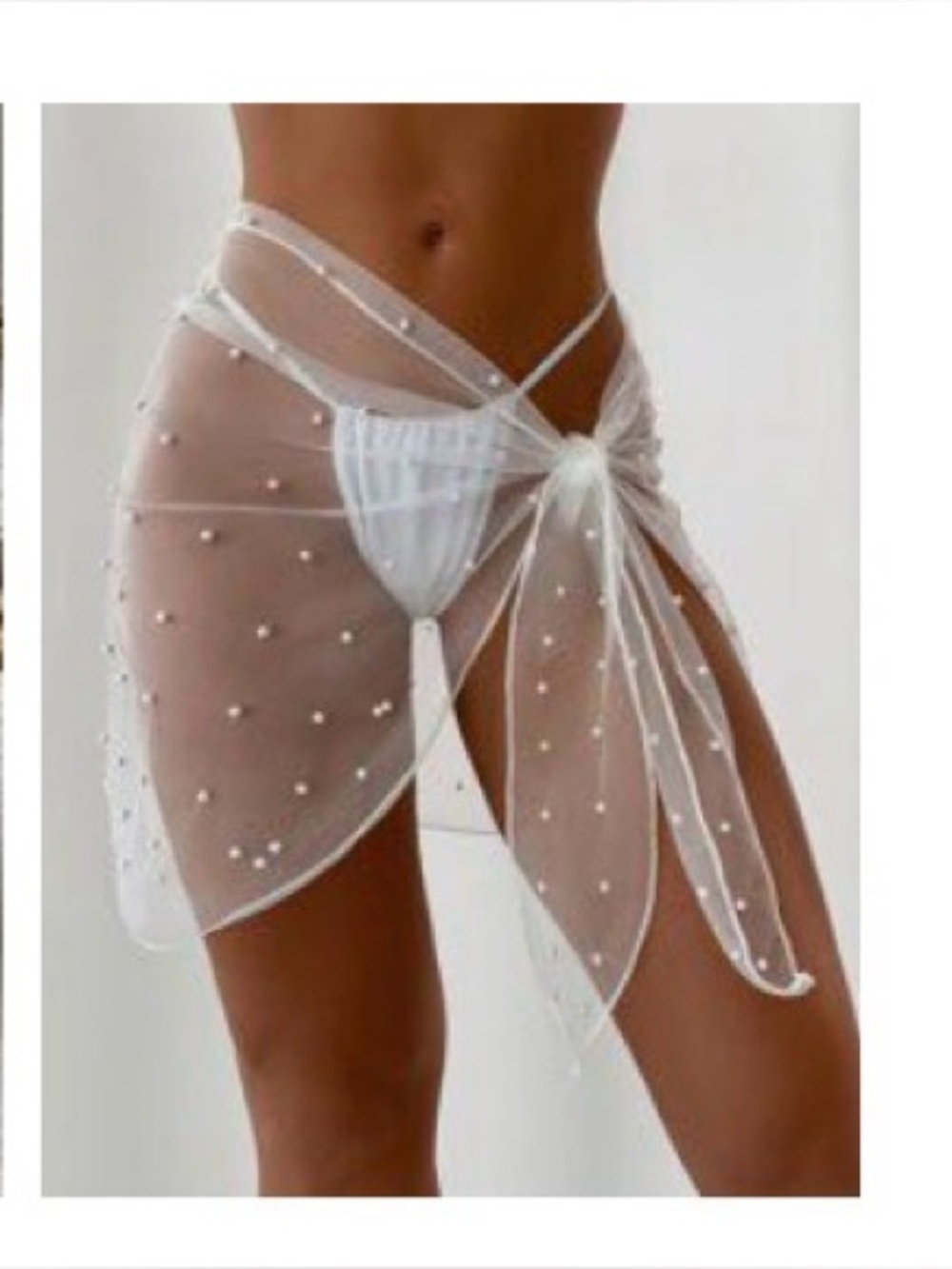 Sheer Pearl-Embellished Sarong